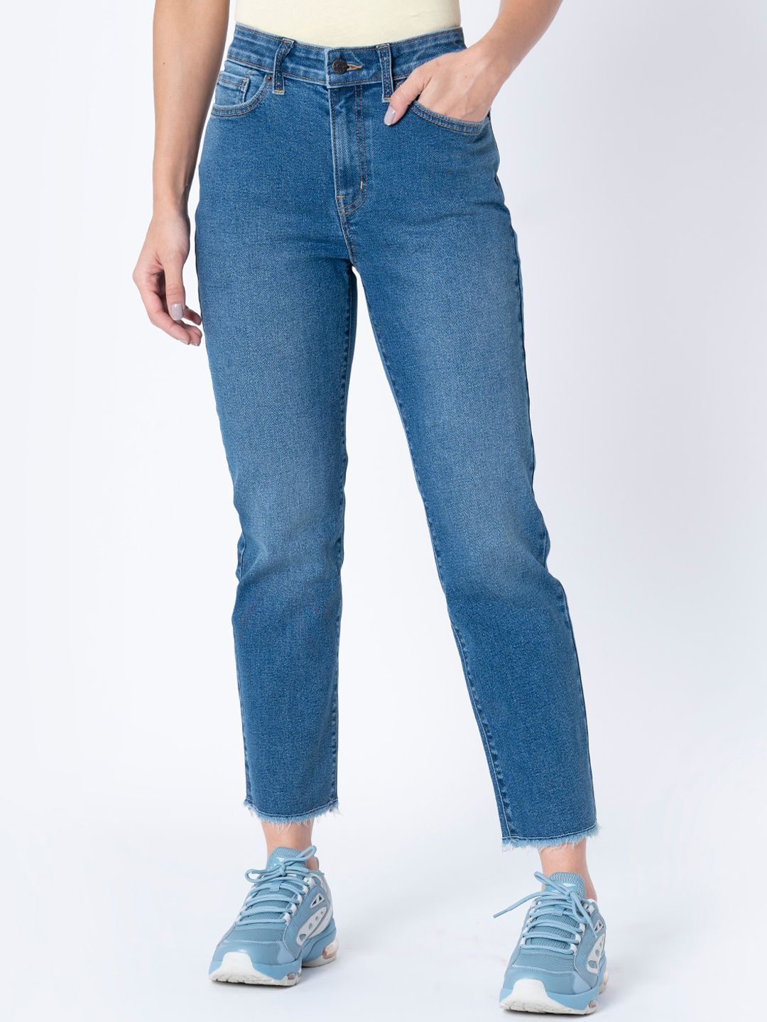 Mode by Red Tape Women Blue Straight Fit High-Rise Jeans Price in India