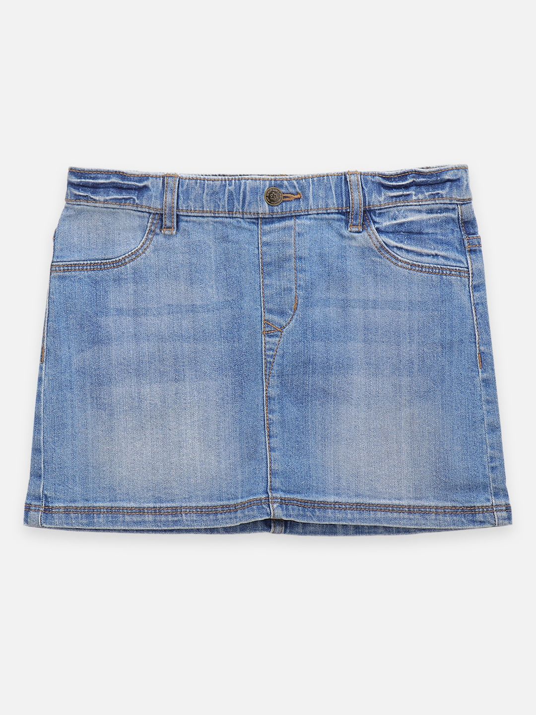 LilPicks Girls Blue Denim Solid Above Knee Length Skirts