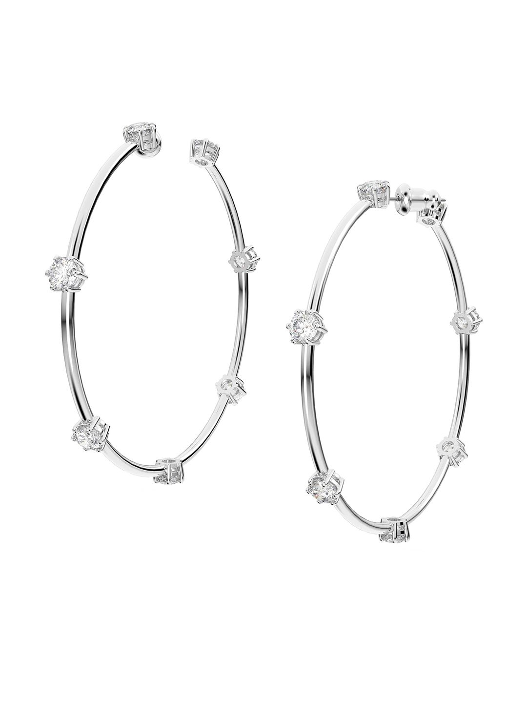 SWAROVSKI White Contemporary Half Hoop Earrings Price in India