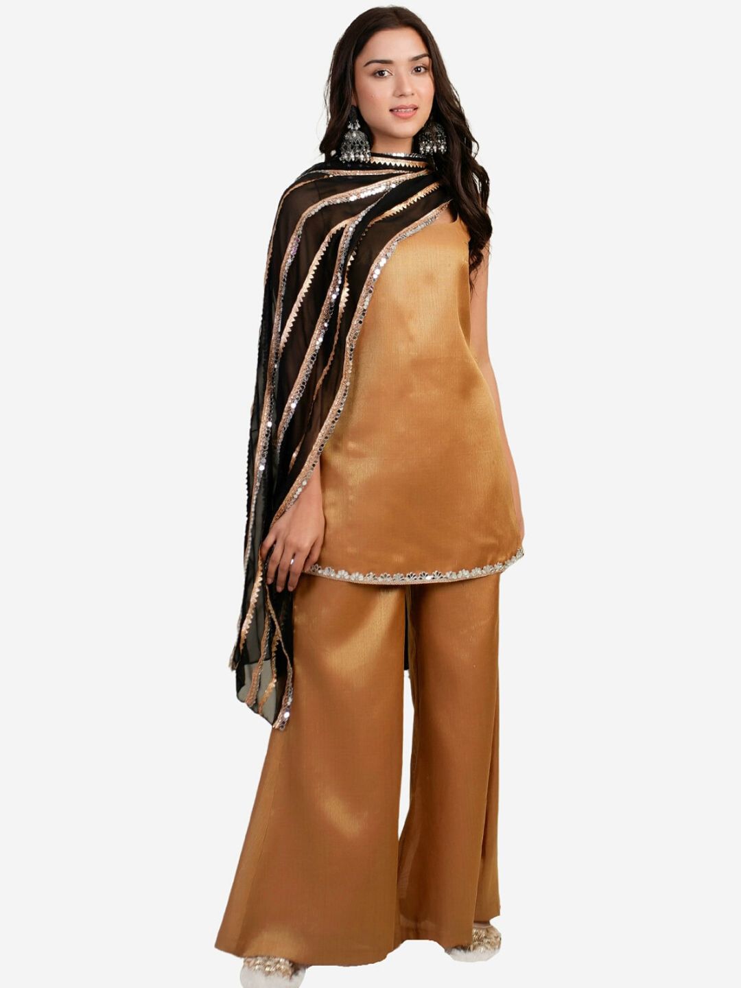 Alaya By Stage3 Women Gold-Toned Flared Sleeves Kurta Price in India