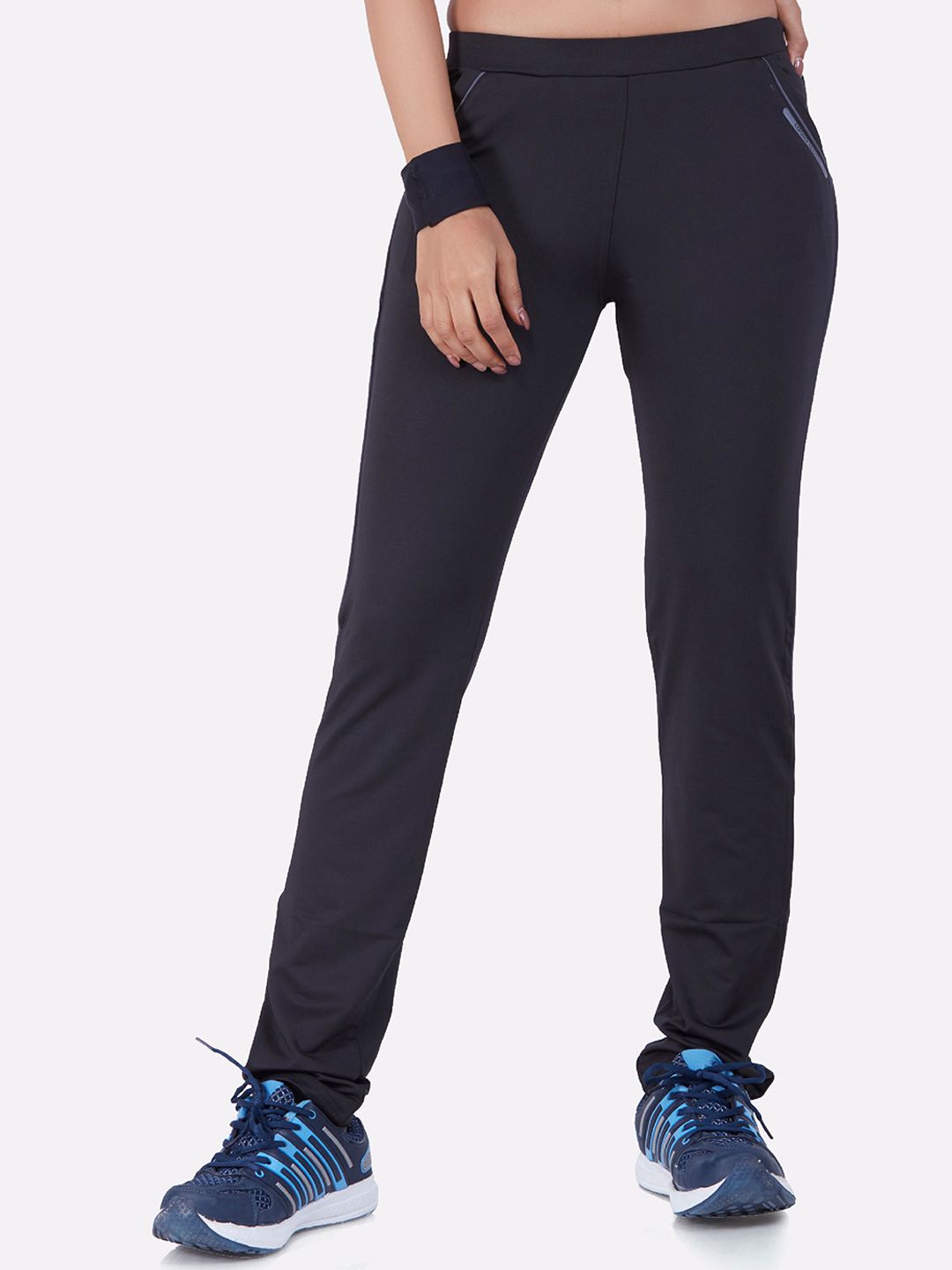 LAASA  SPORTS Women Black Solid Cotton Track Pants Price in India