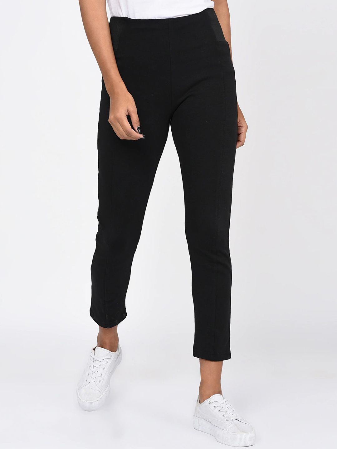 Rigo Women Black Comfort Slim Fit Trousers Price in India