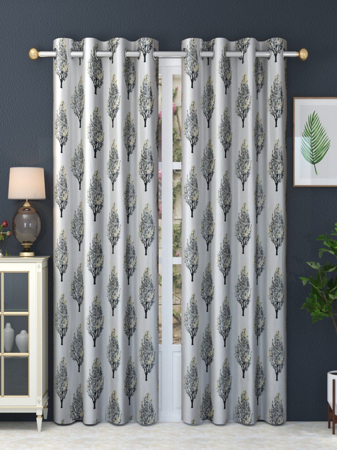 Homefab India Grey Set of 2 Door Curtain Price in India