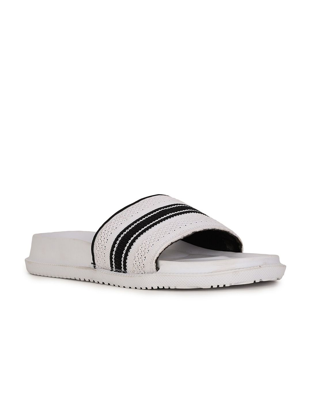 Bata Men White & Black Sliders