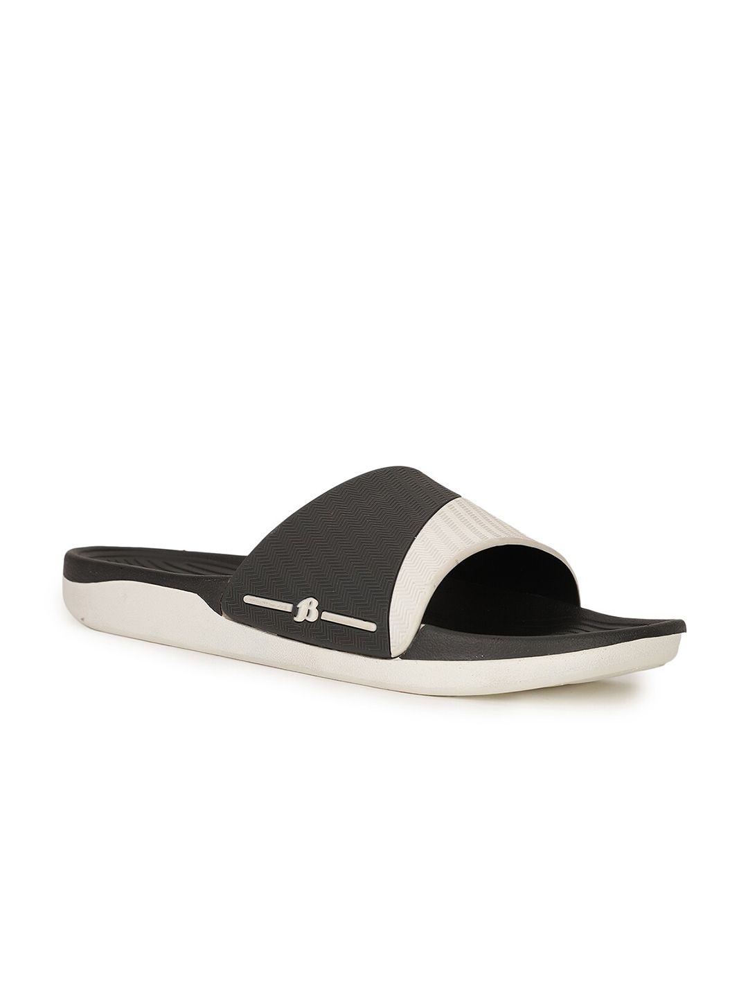 Bata Men Black & White Sliders