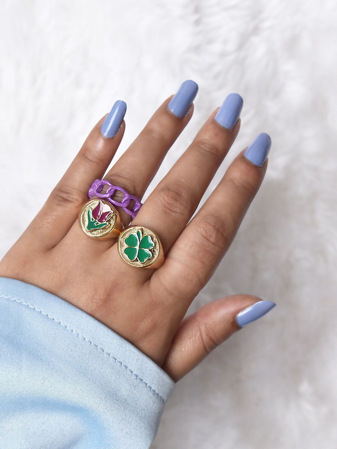 JOKER & WITCH Set Of 3 Purple & Green Finger Ring Price in India