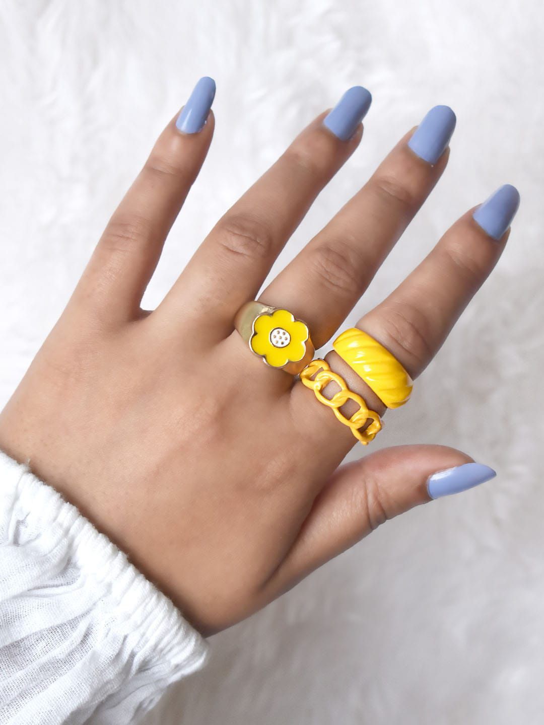 JOKER & WITCH Set Of 3 Yellow Sunshine Ring Set Price in India
