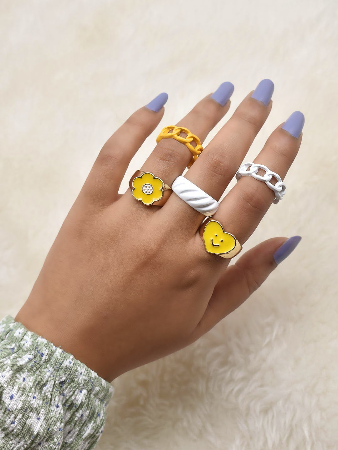 JOKER & WITCH Set Of 5 Multi-Colored Finger Ring Price in India