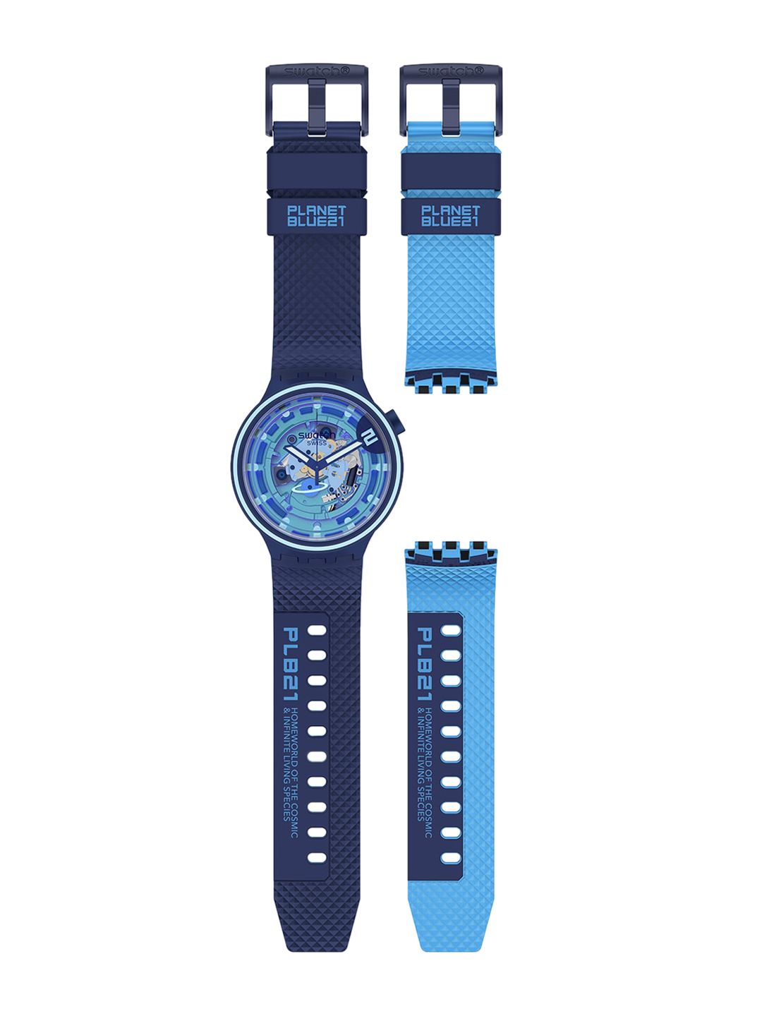 Swatch Unisex Skeleton Dial & Textured Straps Analogue Watch SB01N101 Price in India