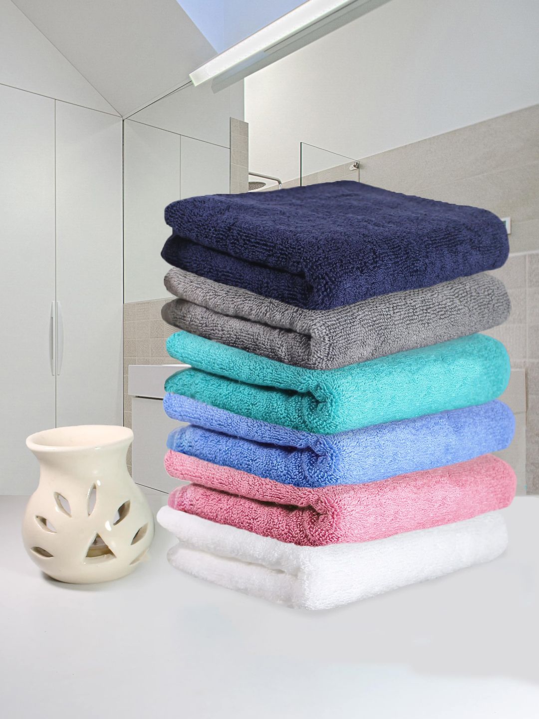 Heelium Pack Of 6 Multi-Colored Solid 600GSM Hand Towels Price in India