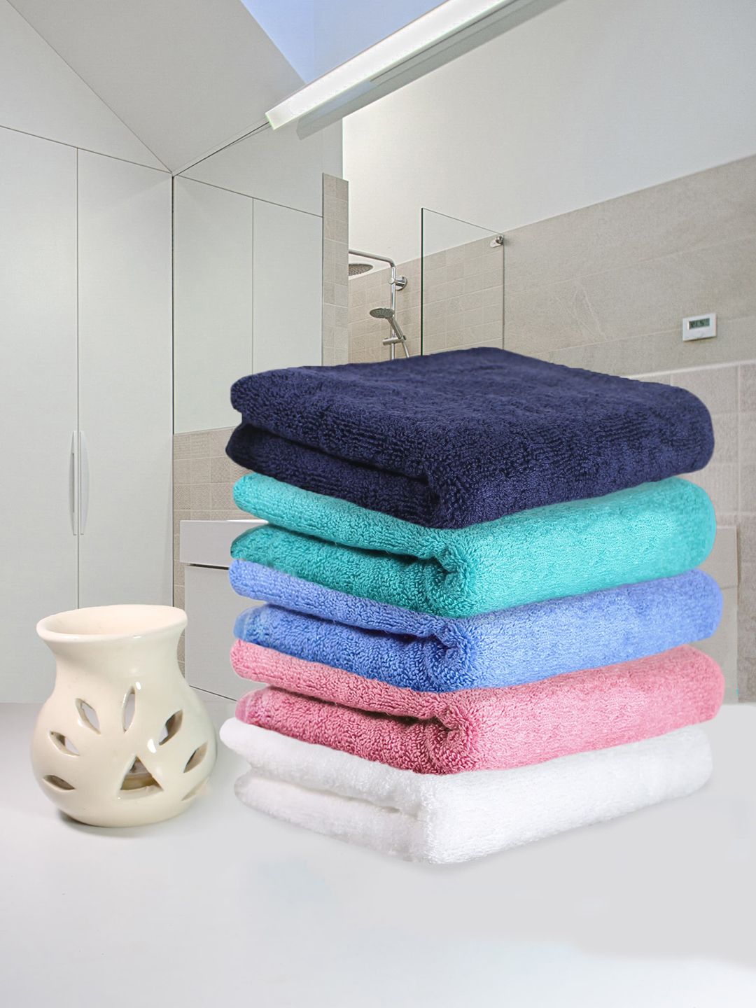 Heelium Set Of 5 Solid 600 GSM Bamboo Hand Towels Price in India