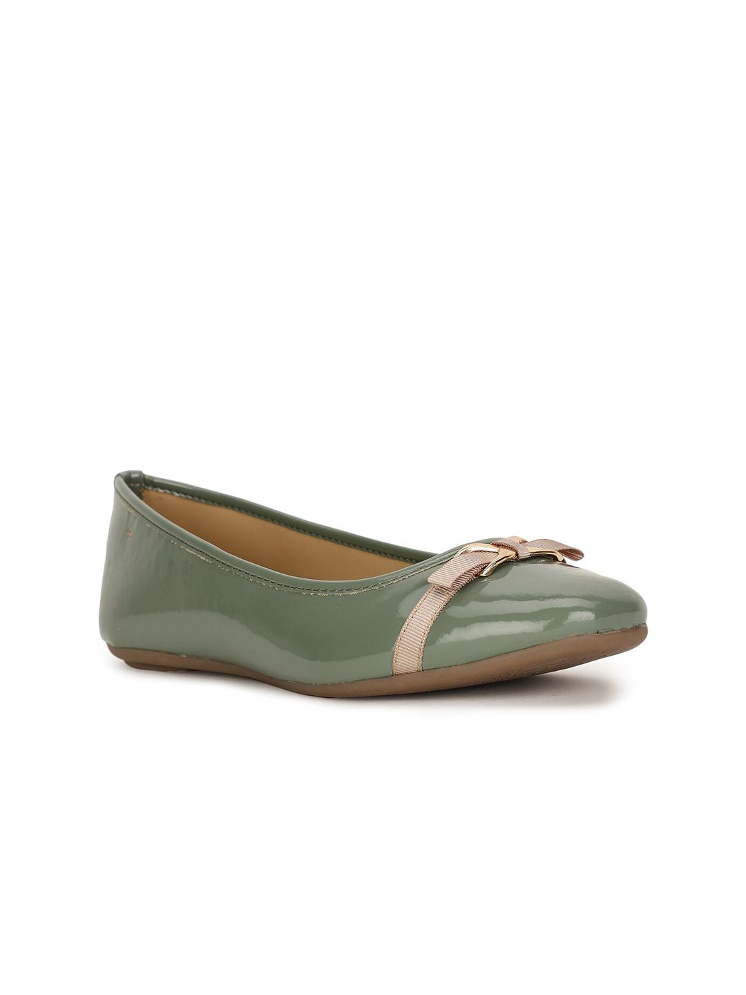 Bata Women Green Colourblocked Ballerinas with Bows Flats