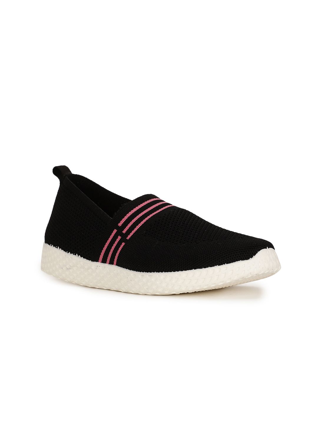 Bata Women Black Woven Design Slip-On Sneakers Price in India