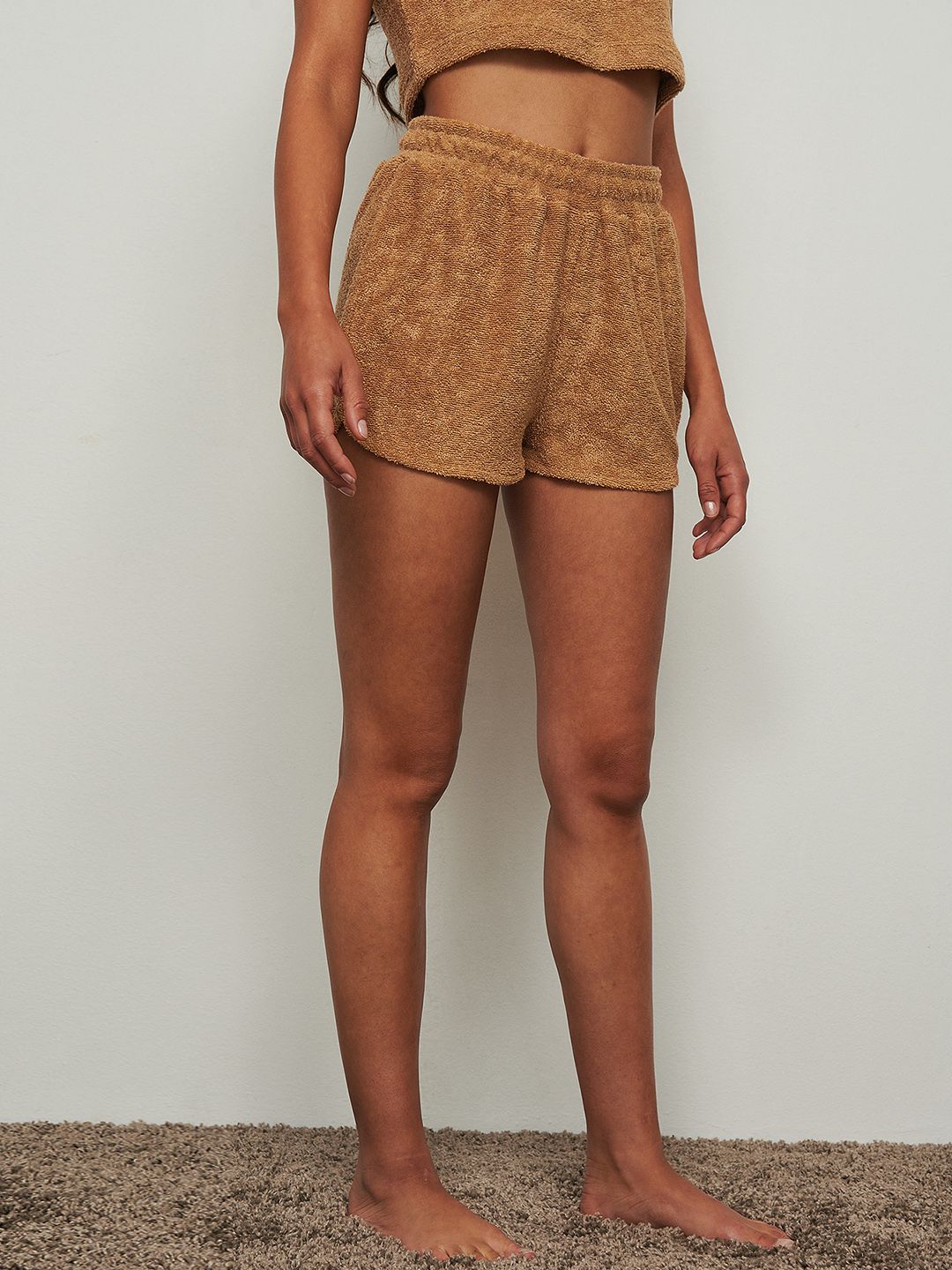 NA-KD Women Beige Lounge Shorts Price in India