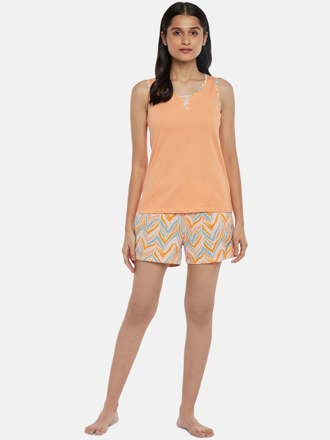 Dreamz by Pantaloons Women Orange & White Night suit Price in India