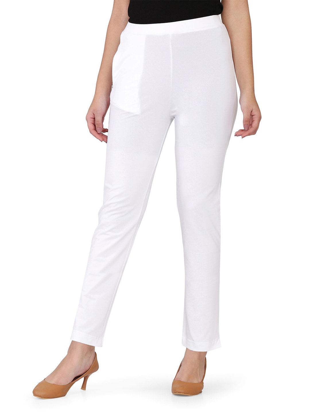 SPIFFY Women White Relaxed Straight Leg Straight Fit Trousers Price in India