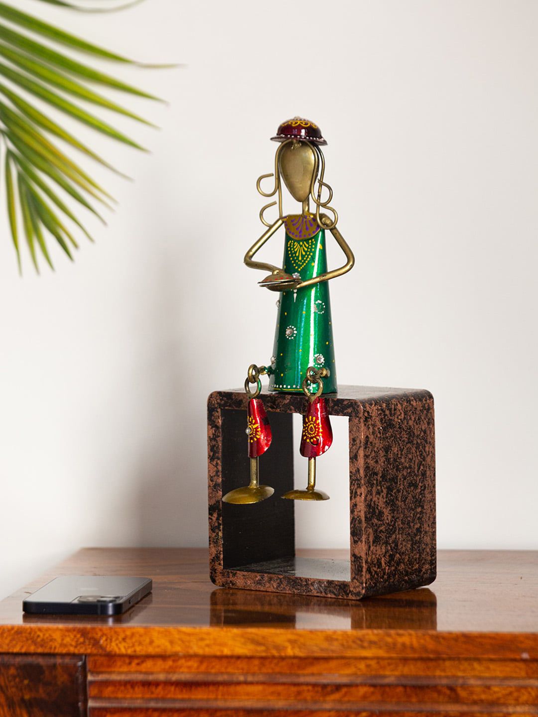 ExclusiveLane Green & Brown Handcrafted Folk Showpiece Price in India