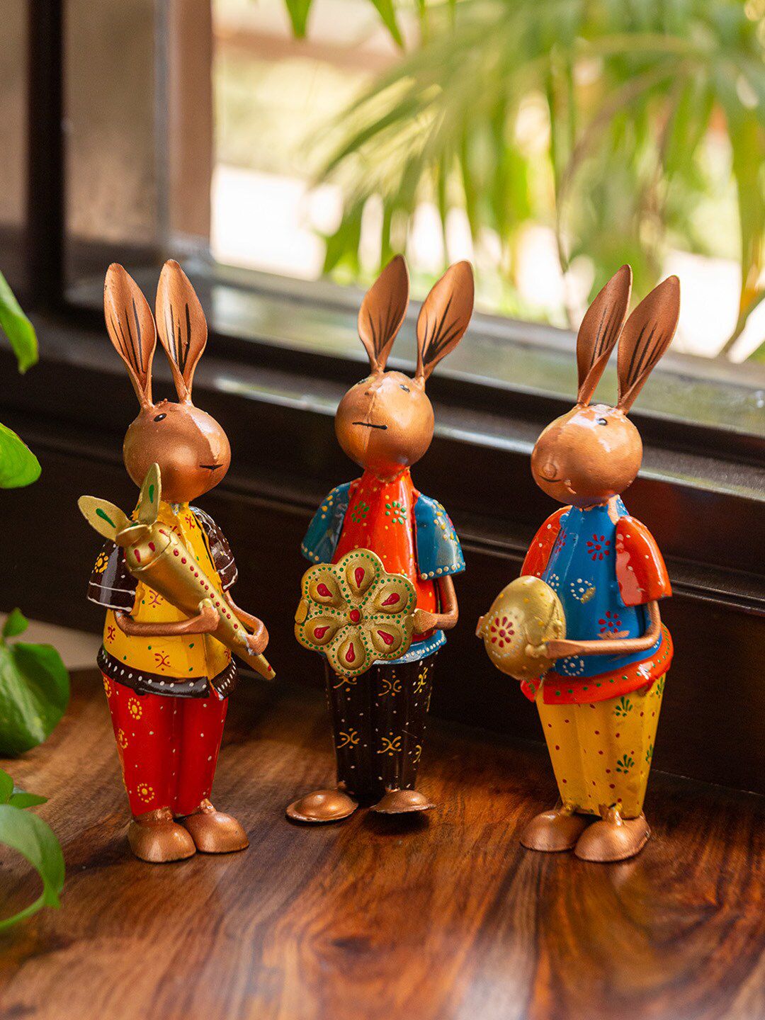 ExclusiveLane Set Of 3 Rabbit Rumbles Handpainted Showpieces Price in India