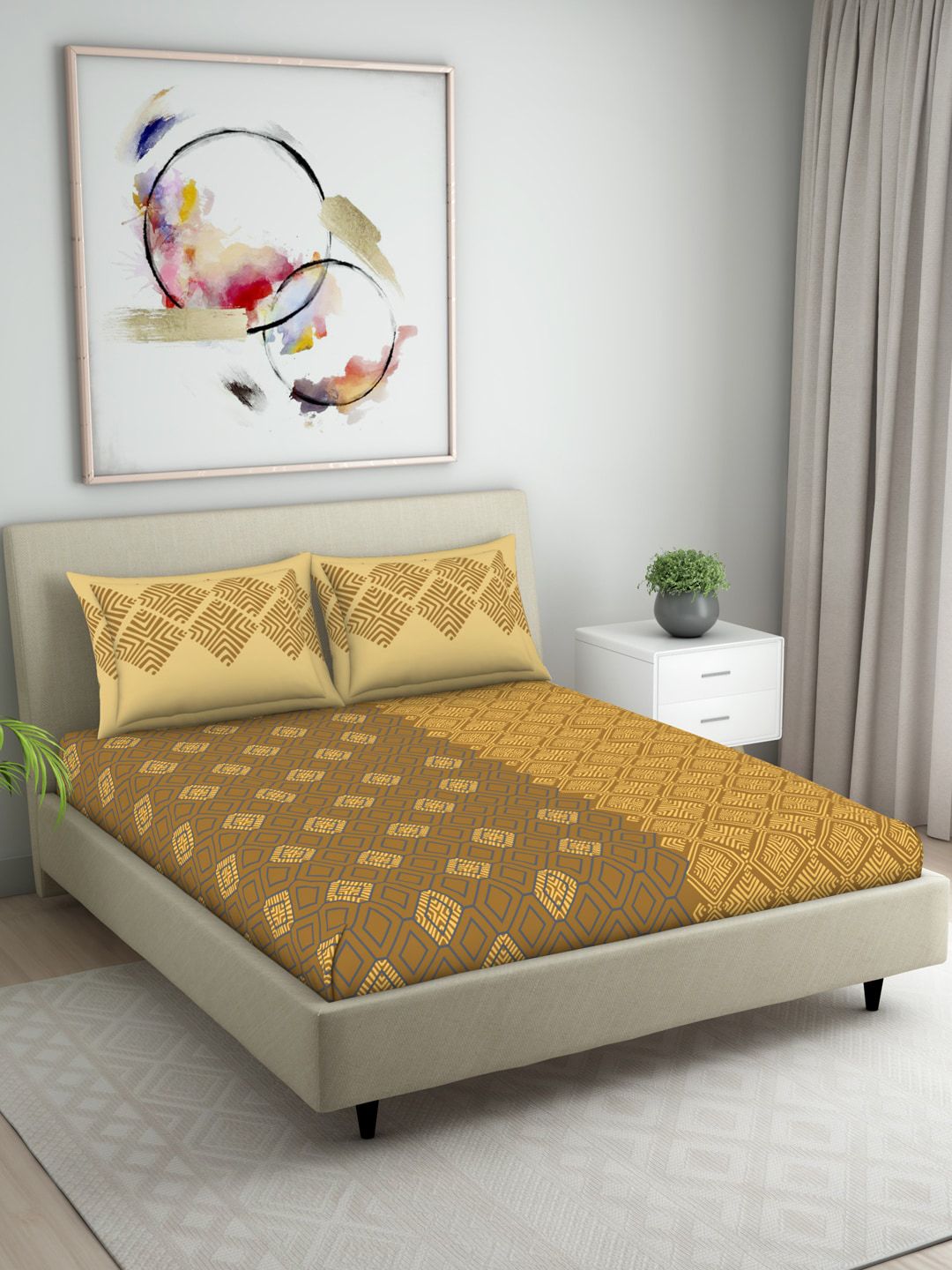 Welspun Unisex Yellow Bedsheets Price in India