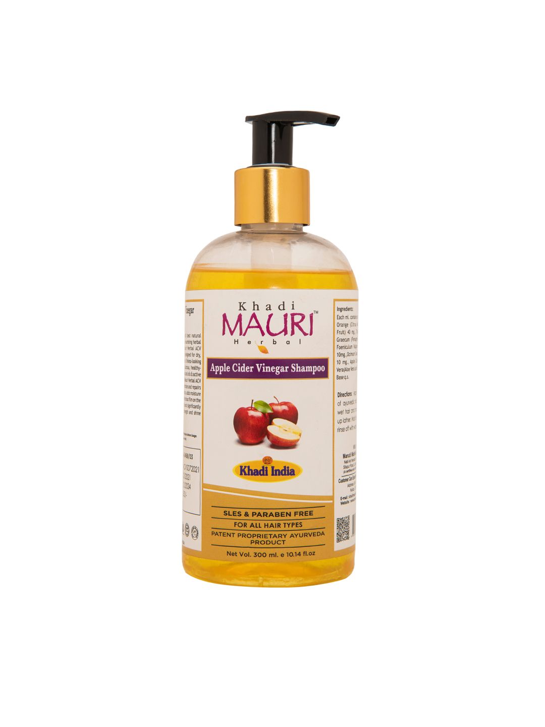 Khadi Mauri Herbal Apple Cider Vinegar Shampoo for All Hair Types - 300ml Price in India
