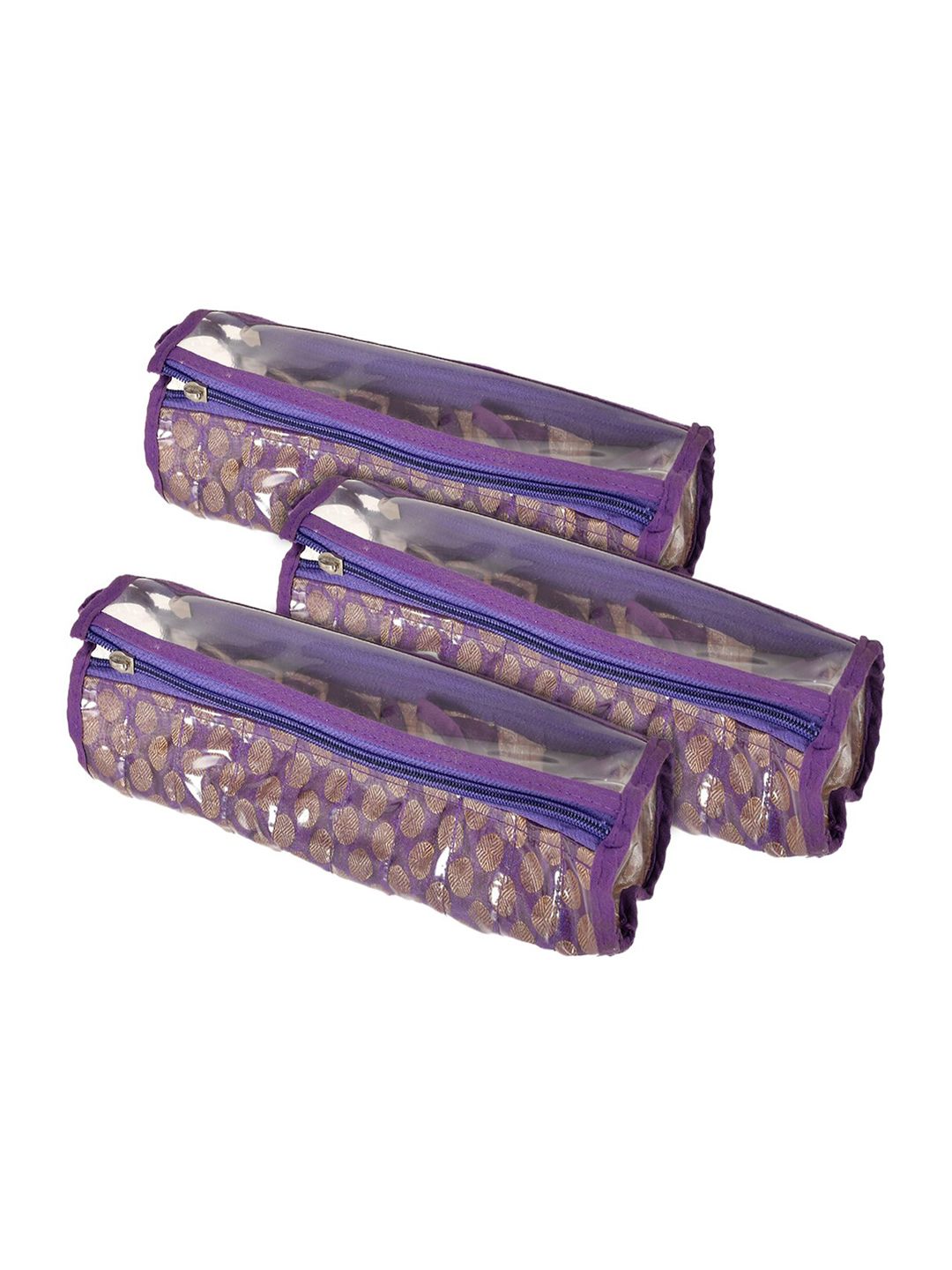 Kuber Industries Set Of 3 Purple Printed Bangle Organizer With 10 Compartments Organisers Price in India