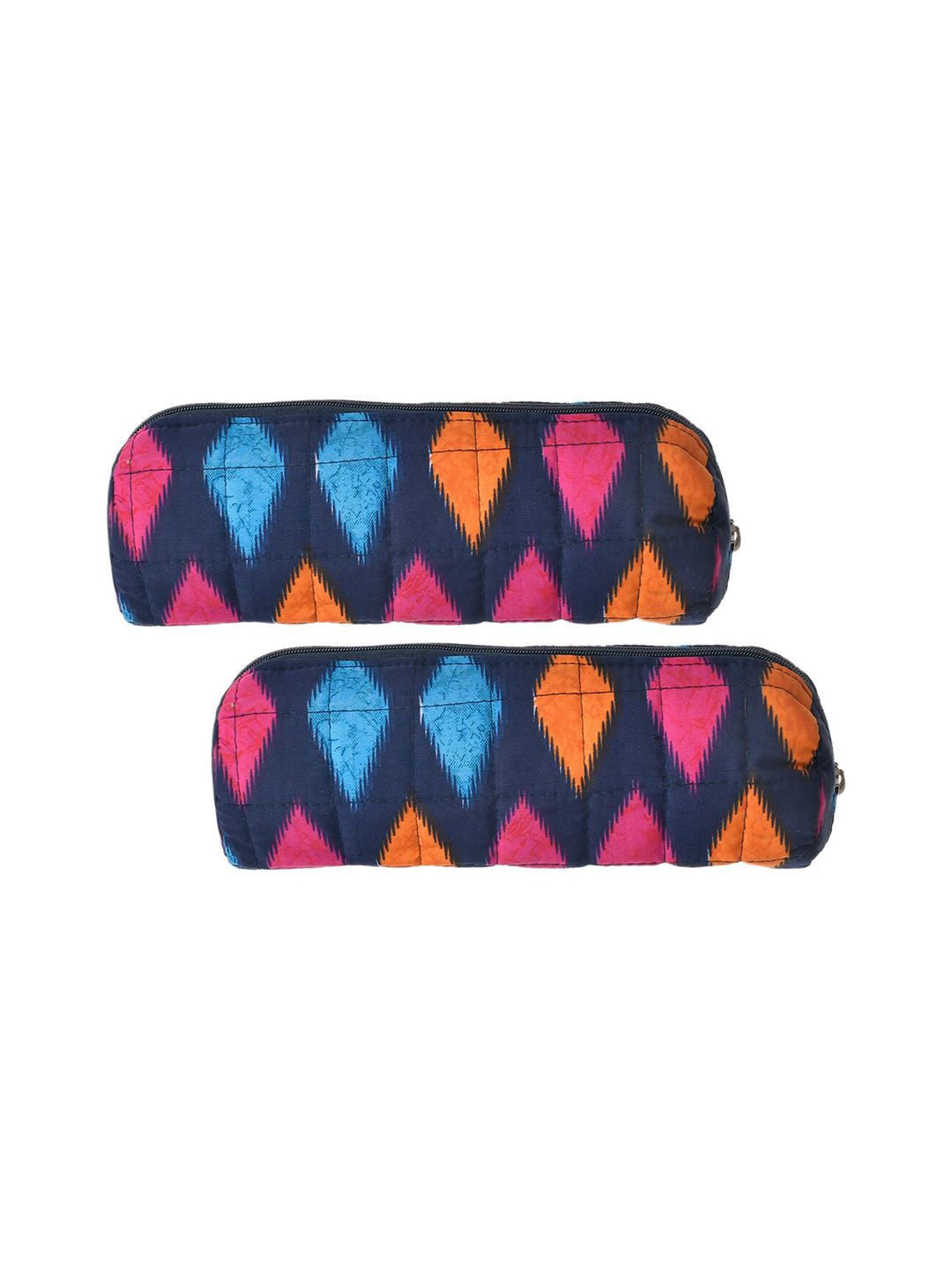 Kuber Industries Set Of 2 Blue & Pink Printed Cotton Bangle Organizers Price in India