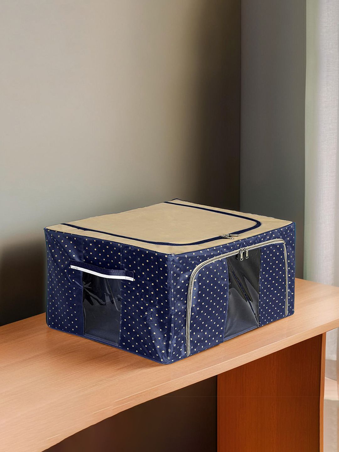 Kuber Industries Navy Blue & Brown Printed Drawer Organisers