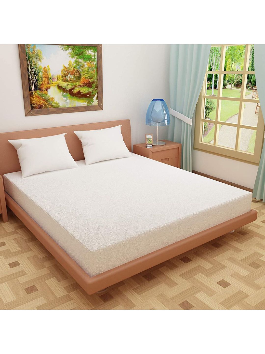 EverHOME White Solid King Size Mattress Protector Price in India
