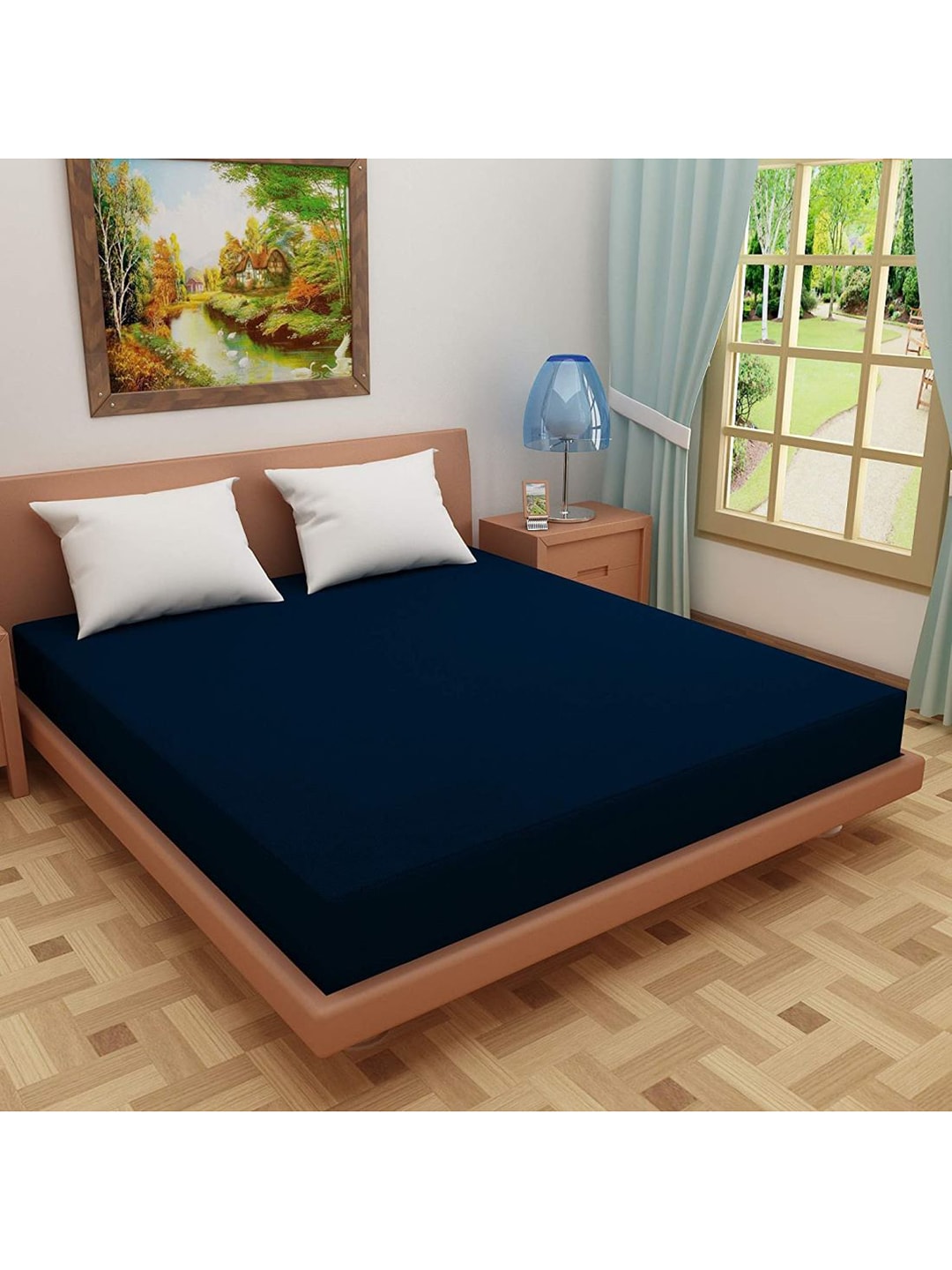 EverHOME Blue Solid King Size Mattress Protector Price in India