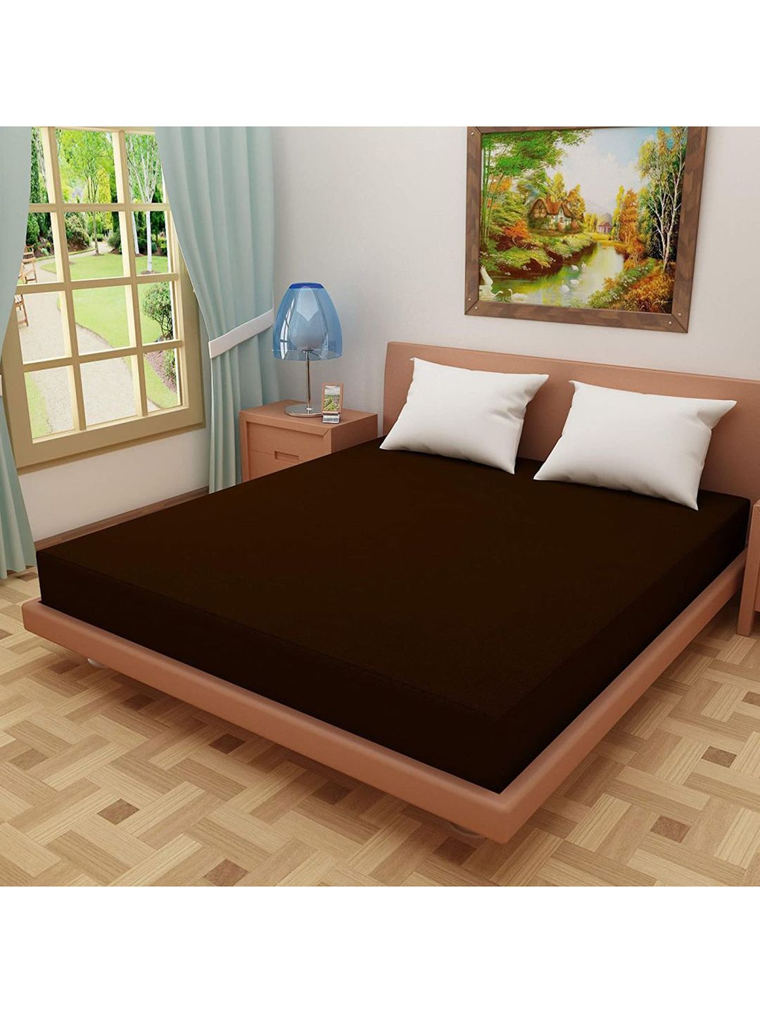 EverHOME Brown Solid King Mattress Protector Price in India