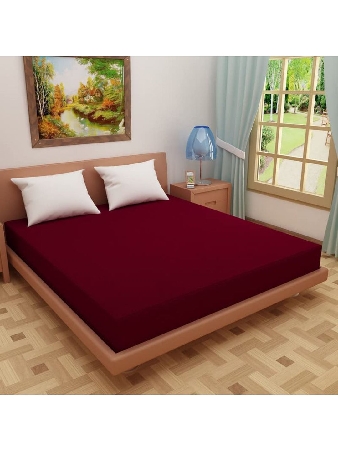 EverHOME Maroon Solid King Water-Resistant Mattress Protector Price in India