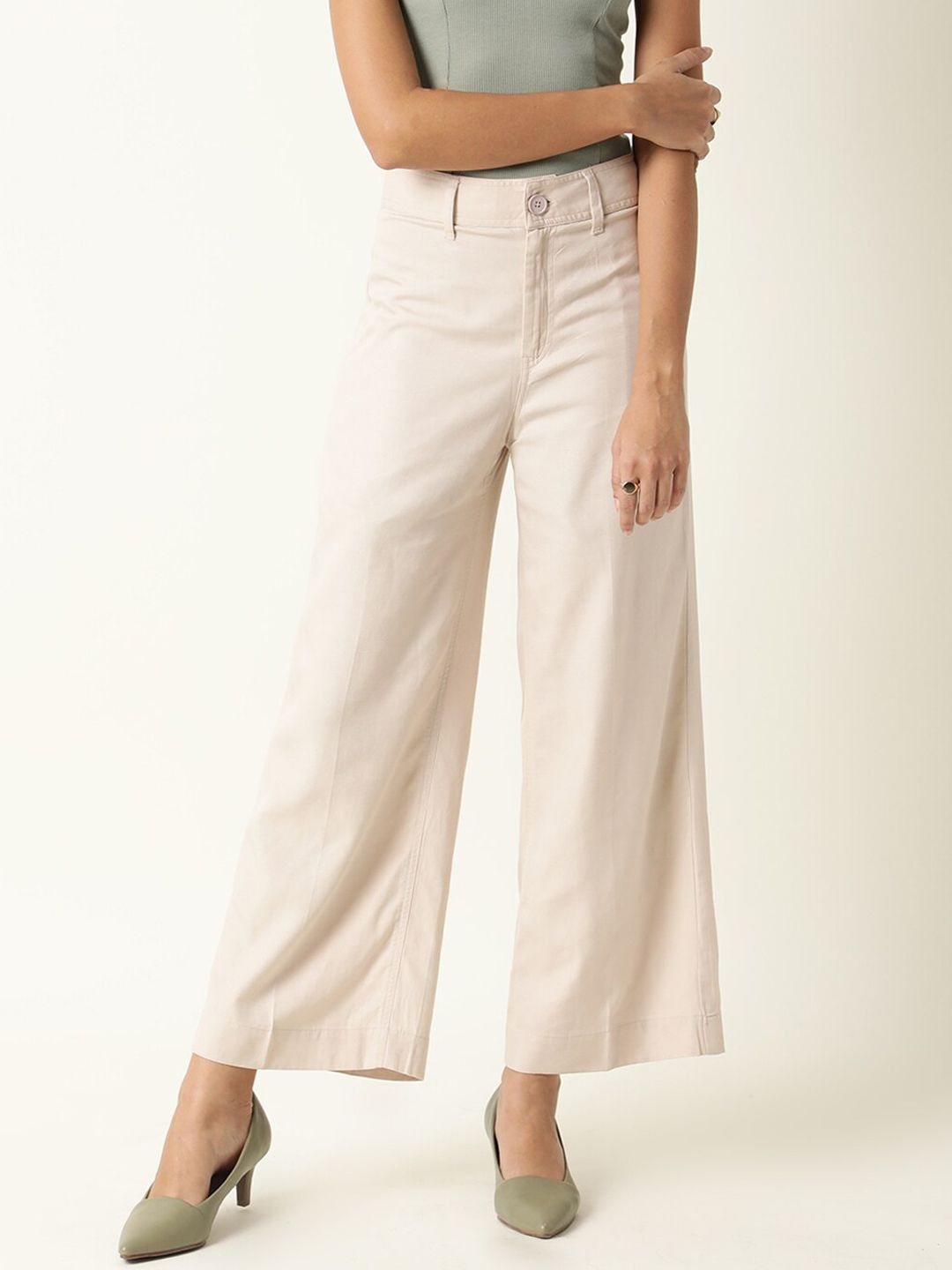 RAREISM Women Beige Trousers Price in India