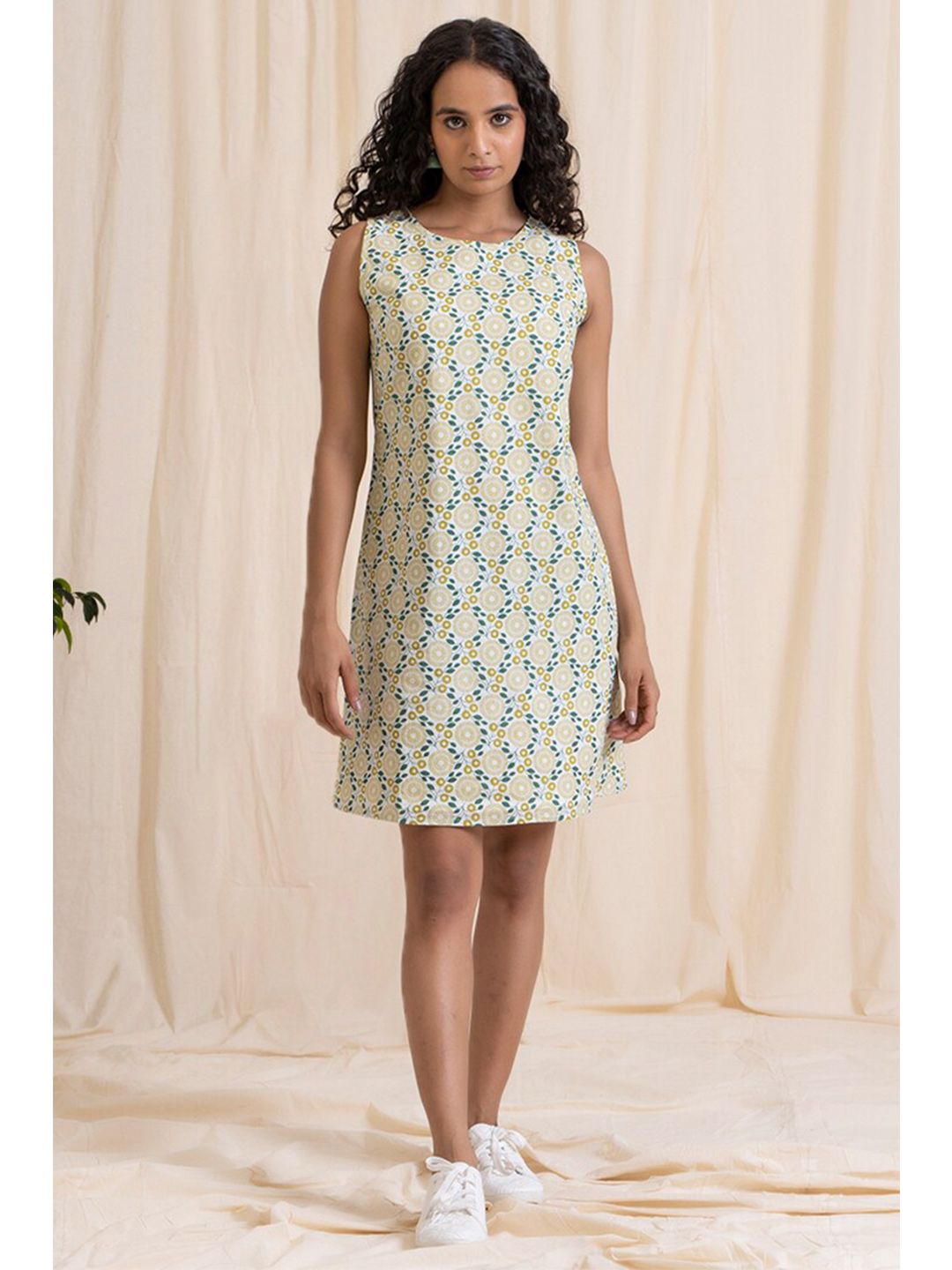 AKISO Green Floral A-Line Dress Price in India