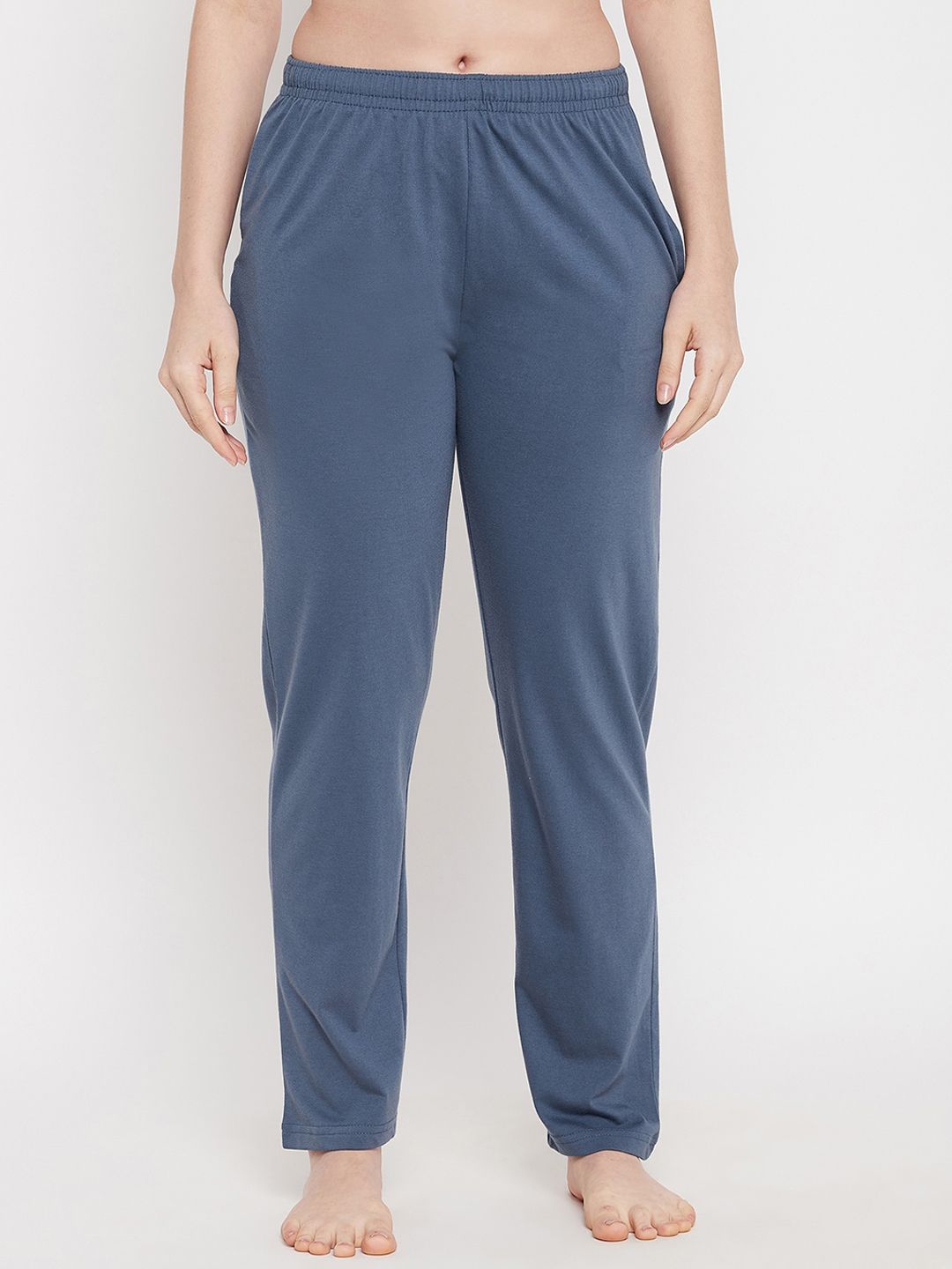 Okane Women Blue Solid Lounge Pants Price in India