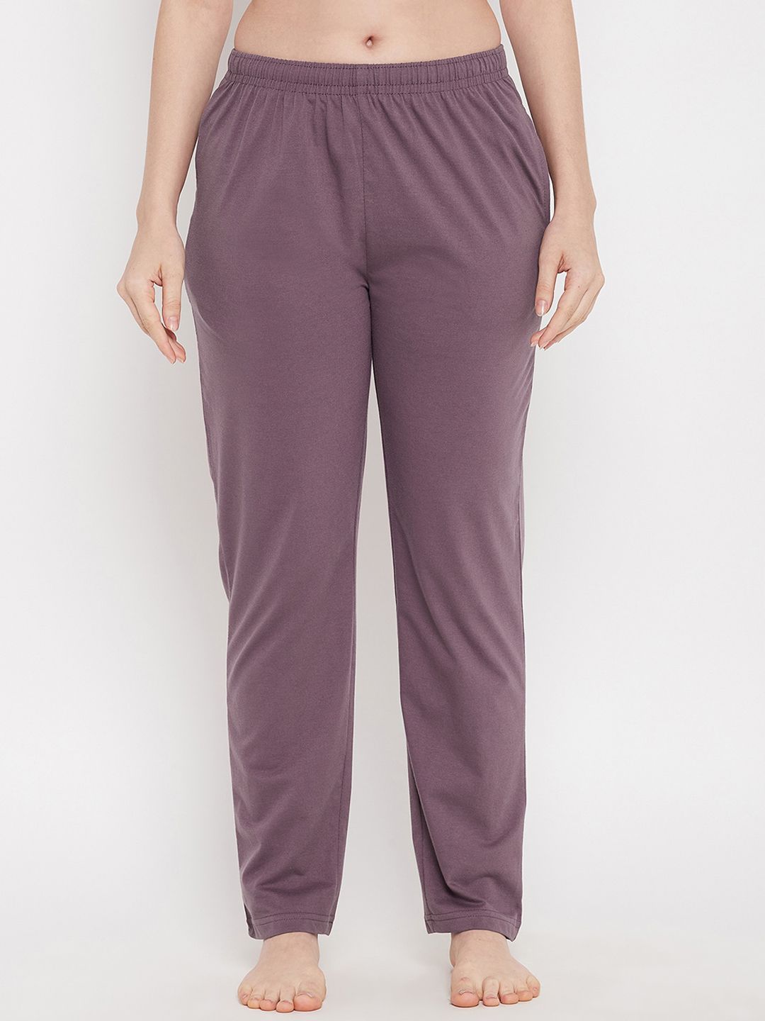 Okane Women Purple Solid Lounge Pants Price in India