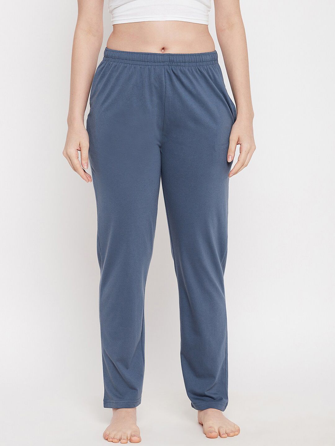 Okane Women Blue Solid Lounge Pants Price in India