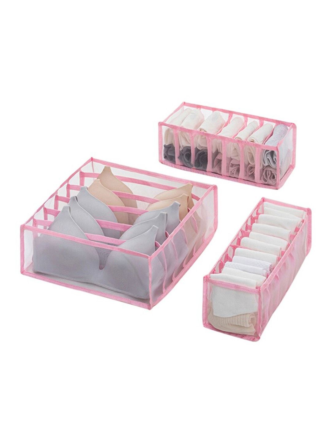 NFI essentials Set Of 3 Pink Solid Dresser Drawer Storage Price in India