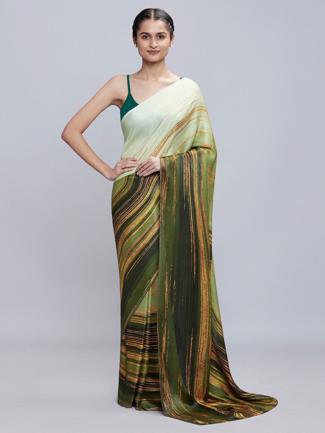 navyasa Green & Yellow Saree Price in India