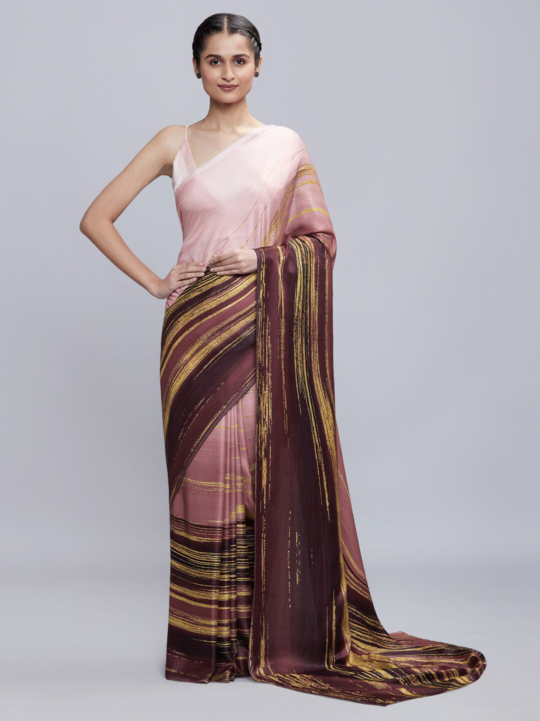 navyasa White & Gold-Toned Saree Price in India