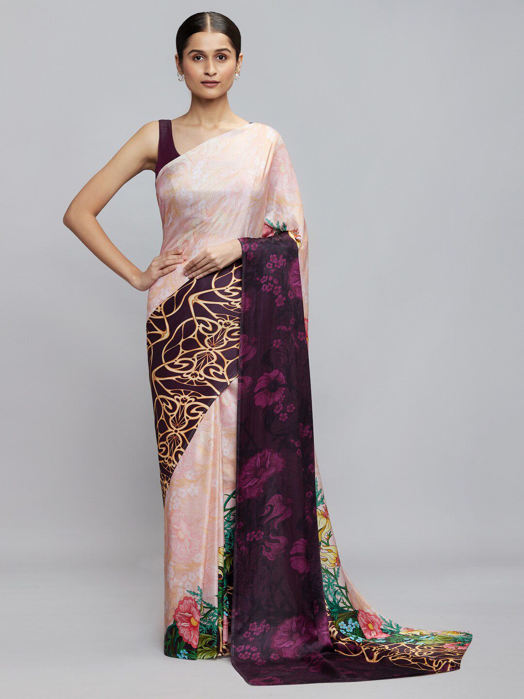 navyasa Pink & Purple Saree Price in India