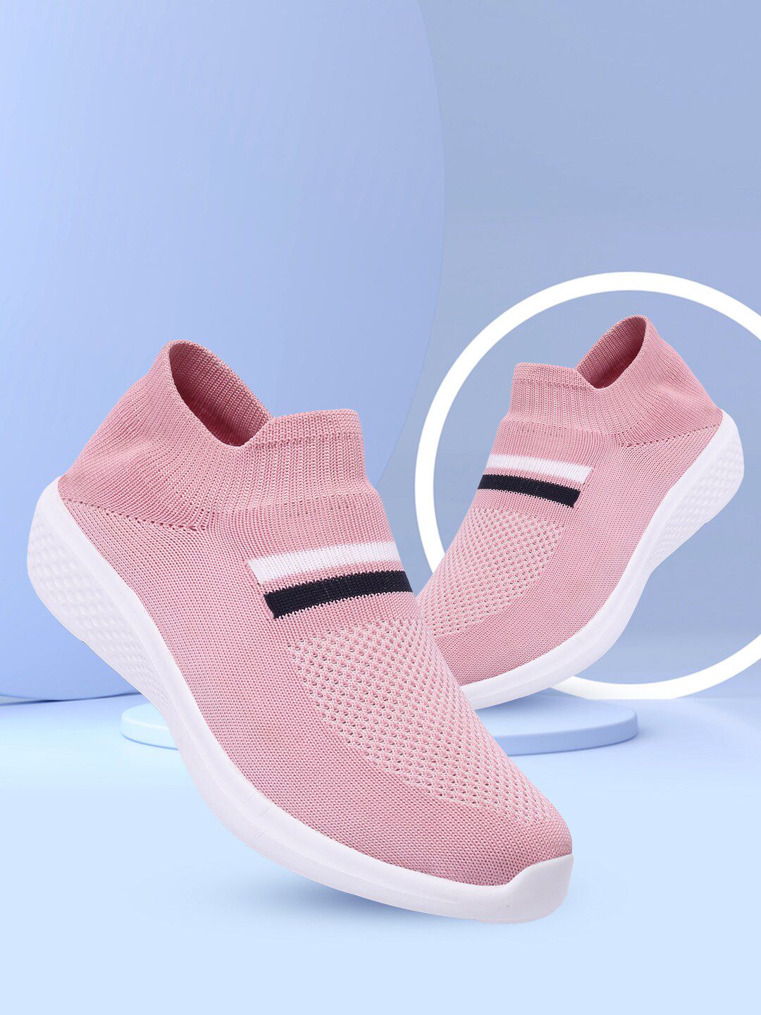 HERE&NOW Women Peach-Coloured Perforations Slip-On Sneakers Price in India