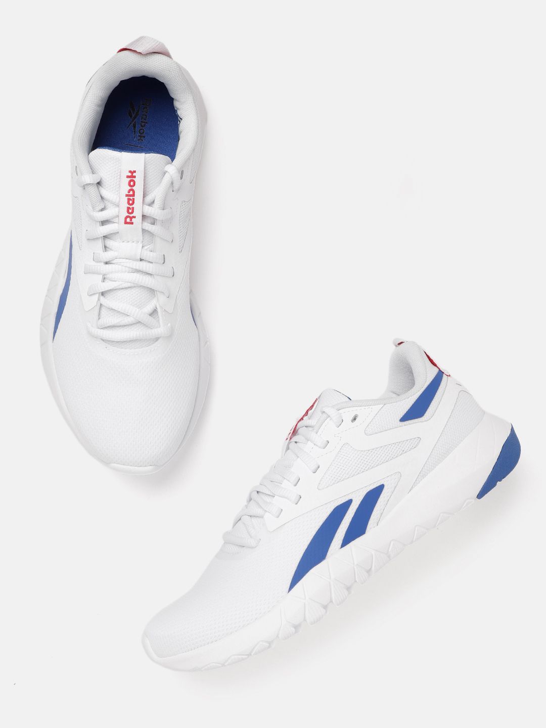 Reebok Men White & Blue Woven Design Flexagon Force 4 Training Shoes