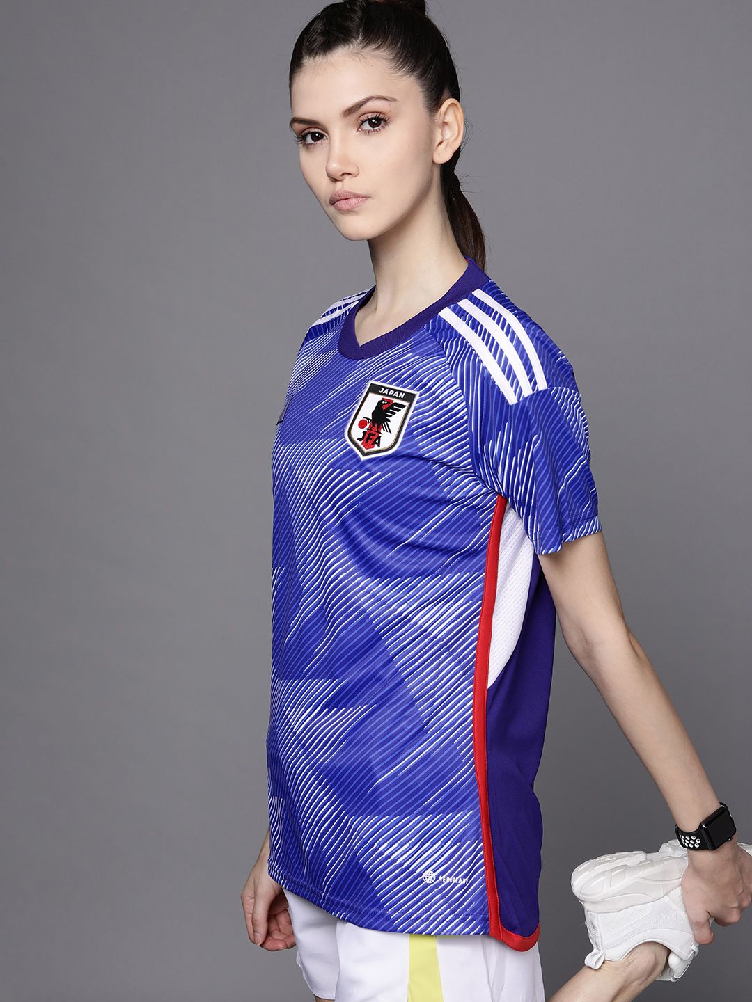 ADIDAS Women Blue & White Printed  Japan 22 Home Jersey Price in India