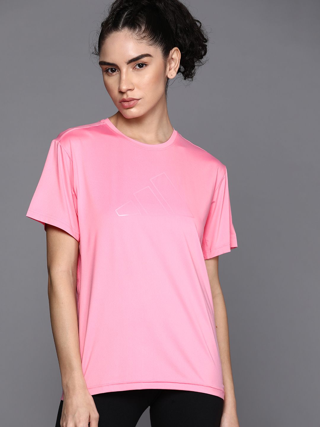ADIDAS Women Pink Printed T-shirt Price in India