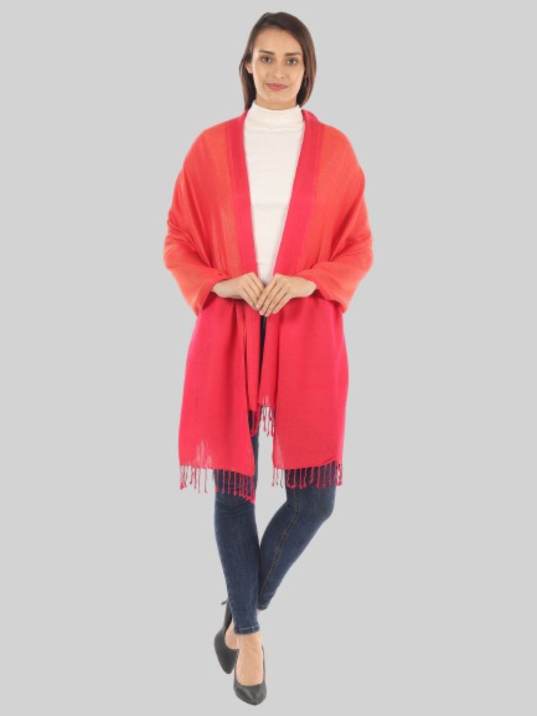 MUFFLY Women Red Woven Design Stole Price in India
