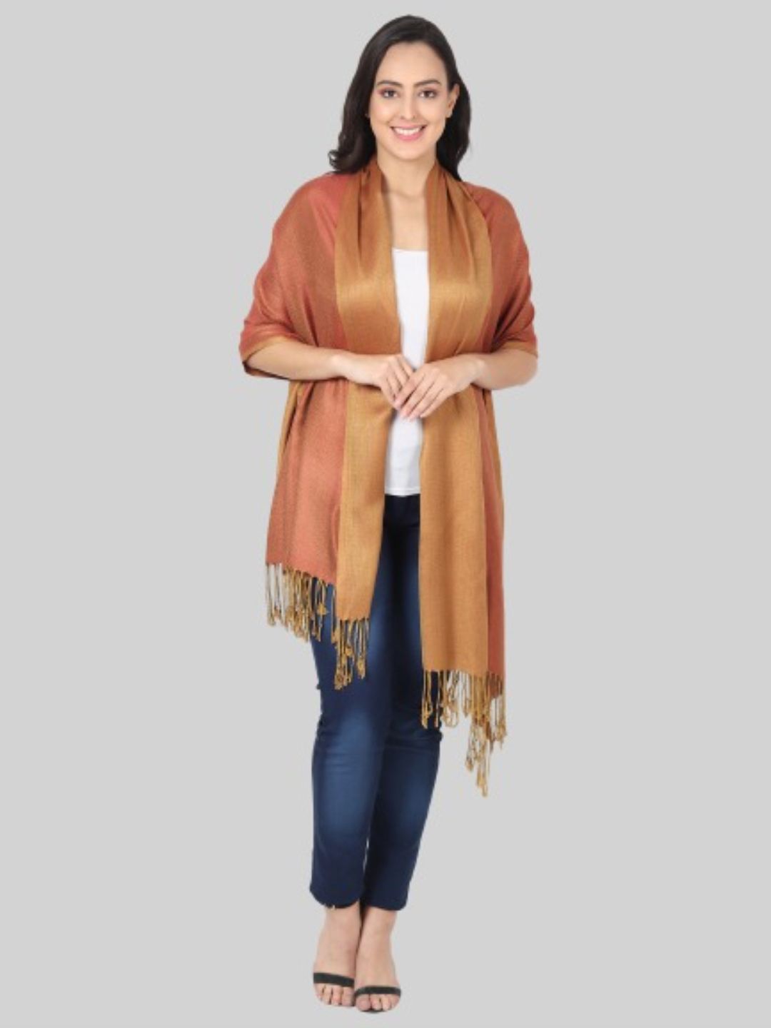 MUFFLY Women Brown Woven Design Stole Price in India