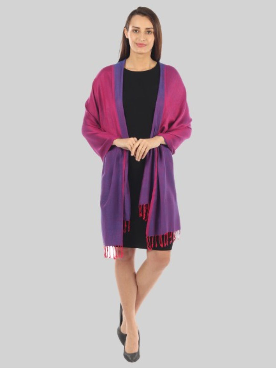 MUFFLY Women Magenta Woven Design Stole Price in India