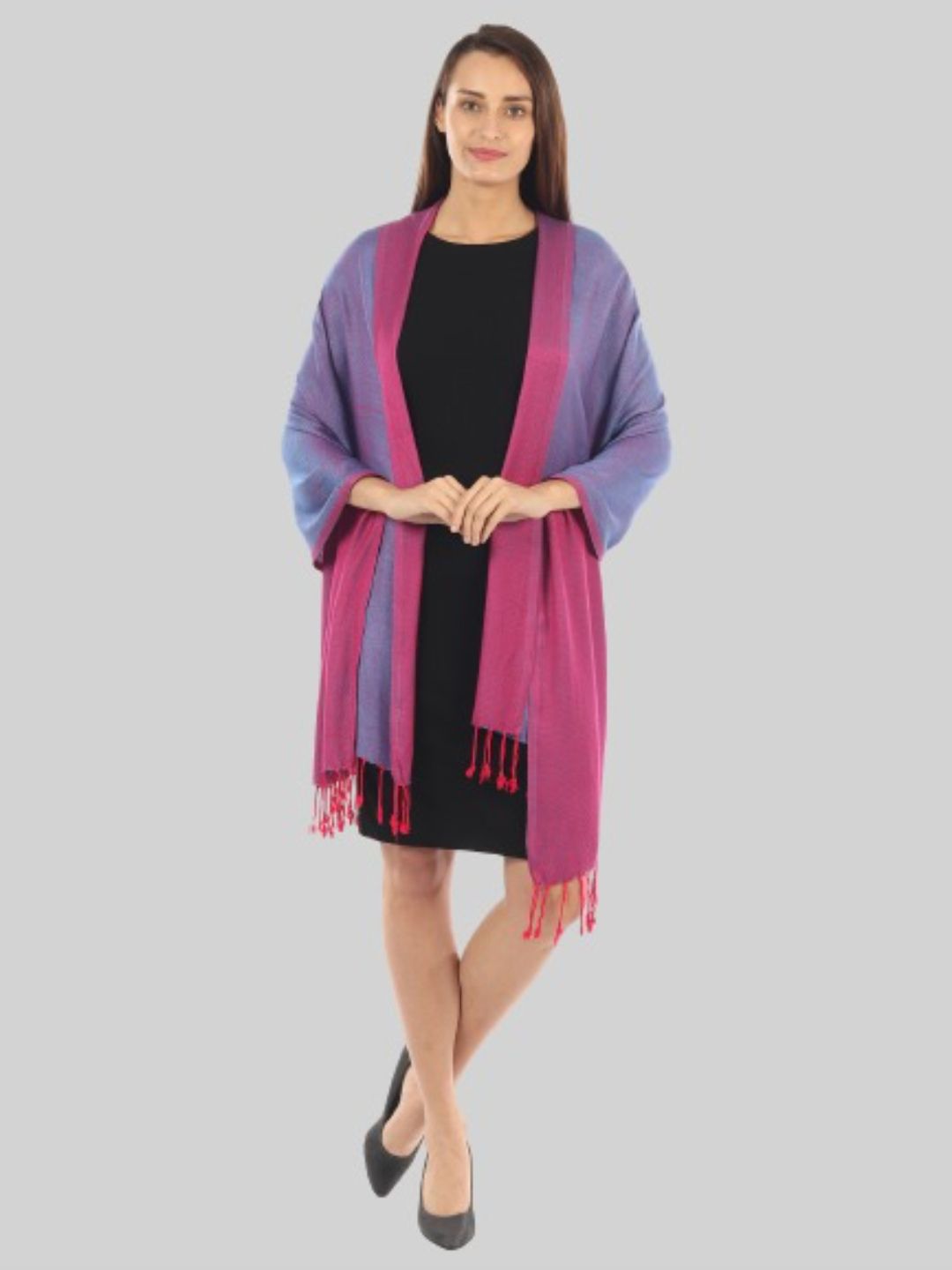 MUFFLY Women Purple & Pink Woven Design Stole Price in India