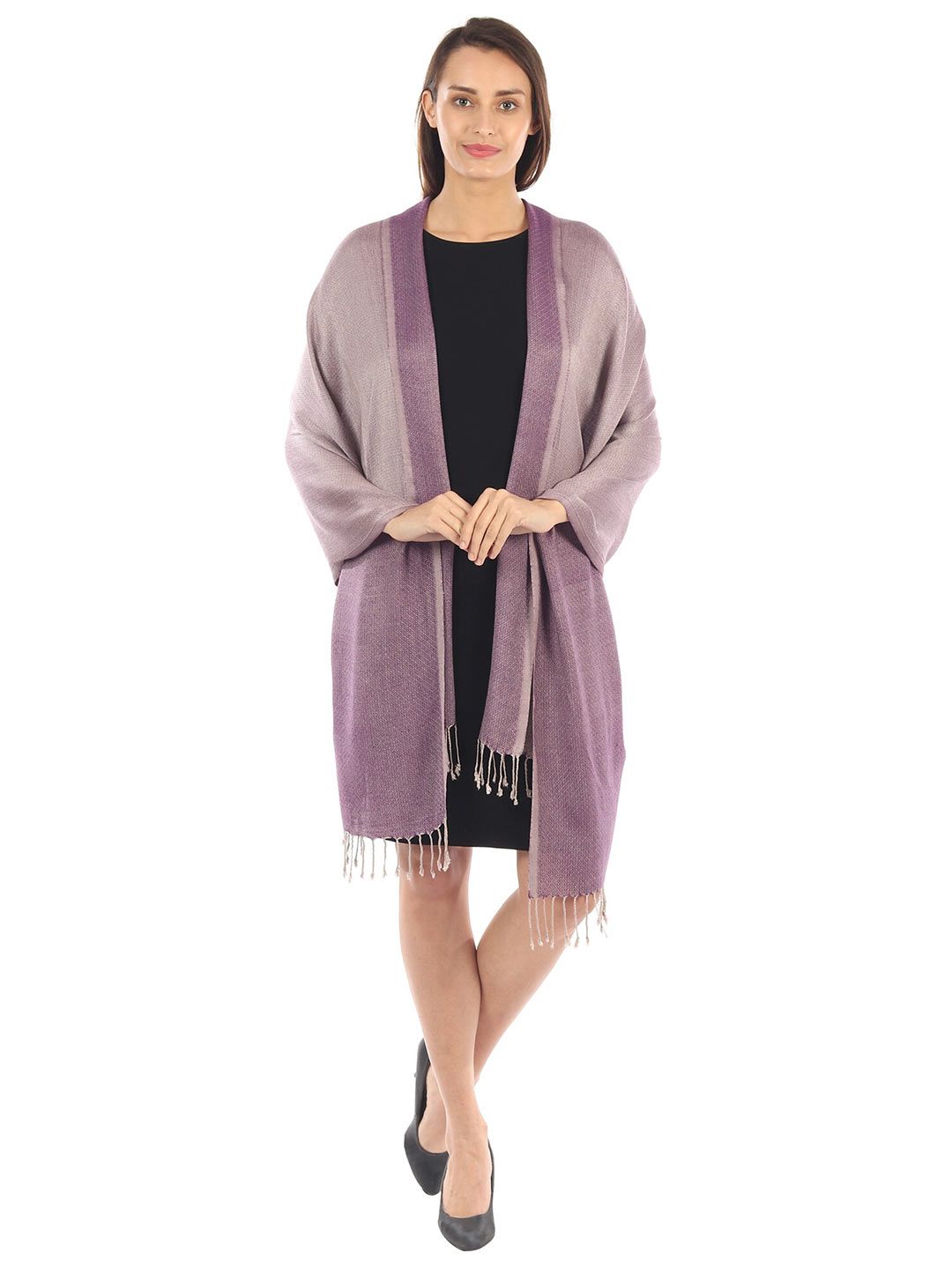 MUFFLY Women Purple Woven Design Stole Price in India
