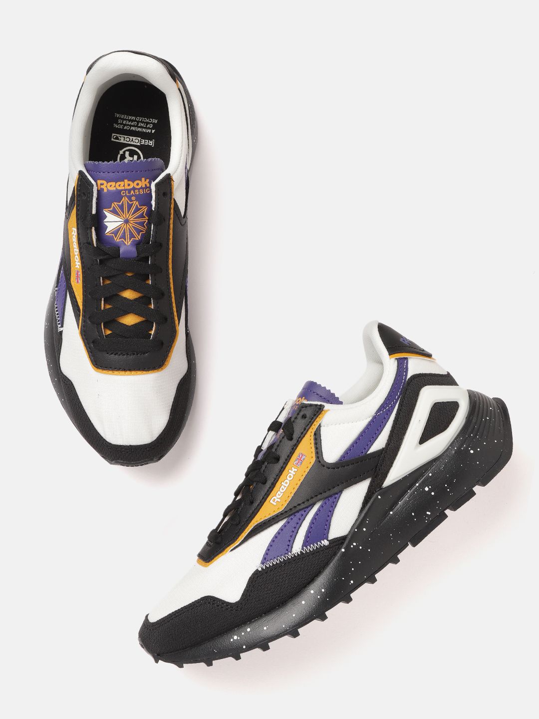 Reebok Classic Unisex White & Purple Self Checked CL Legacy AZ Sneakers Price in India